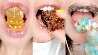 ALL HONEY ASMR SATISFYING EATING SOUNDS FROZEN HONEY amp HONEYCOMB MUKBANG [upl. by Anitnamaid]