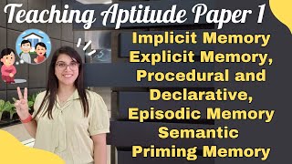 Implicit and Explicit Memory Procedural and declarative episodic Memory Teaching Aptitude Paper 1 [upl. by Ivette]