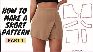 How to Make a Sewing Pattern for a Skort with a Slit Front  SHANiA DIY [upl. by Eidas]