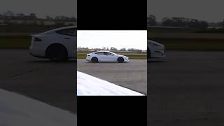 Tesla Model S Plaid vs Bugatti Chiron Super Sport bugatti dragrace carwow tesla youtubeshort [upl. by Kcinemod]