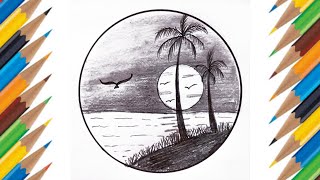 Simple circle drawing l circle scenery drawing l nature scene [upl. by Wyler]