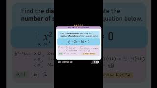 Use the DISCRIMINANT to find the number of ROOTS maths math mathematics mathskills mathsclass [upl. by Adnorrahs608]