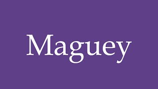 How To Pronounce Maguey Correctly in Spanish [upl. by Kaule]