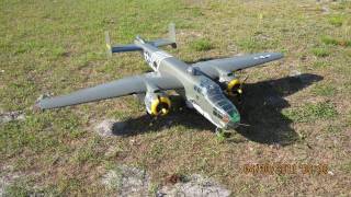 Top Flite B25 Mitchell Bomber  Maiden Flight 4302011 [upl. by Nozicka]