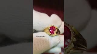 The gold ring with synthetic oval pink stone gold nett weight 10gm only [upl. by Hourigan]