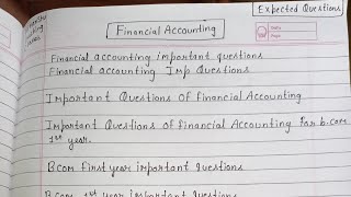 financial accounting  financial accounting important questions  bcom 1st year important questions [upl. by Beedon]