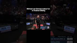 Disrespectful Michael van Gerwen imitates Andrew Gilding darts [upl. by Vassell]