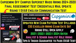 Capgemini Superset Biggest Mass Hiring  20242020 Batch  Exam Mail Test Date Out  Live SVAR Test [upl. by Reteip]