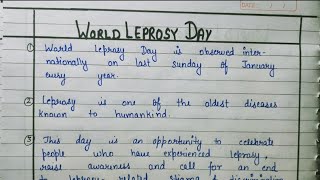 Ten Lines On World Leprosy Day  Ten lines essay on Leprosy Day In English [upl. by Eelahc]