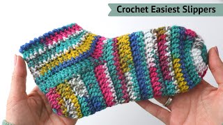 Crochet Easiest Slippers For Beginners [upl. by Fotzsyzrk]