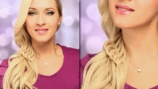 Braided hairstyle for everyday Cute and easy side swept ponytail with knotted decorations and curls [upl. by Rudolph]