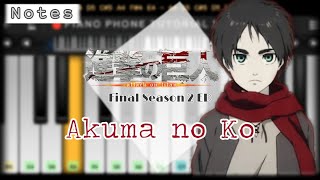 Akuma no Ko  Ai Higuchi  Easy Piano Tutorial  Perfect Piano  Piano Phone [upl. by Keiko383]