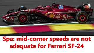 Spa FP1 Ferrari lacking downforce in S2 heavy bouncing in turns 10 and 11  F1 Belgian GP practice [upl. by Arual]