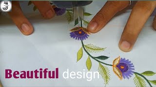 Beautiful embroidery border design  machine embroidery work  border design [upl. by Ymaral]