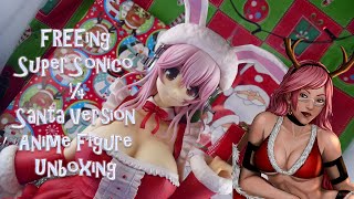 FREEING Super Sonico 14 Santa Version Anime Figure Unboxing [upl. by Rennob]