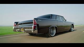 Metalworks black 1965 Lincoln Continental build Bagged on Rushforth wheels Suicide slab Lincoln [upl. by Enawyd]