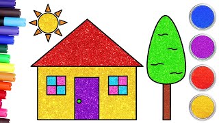 Drawing And Coloring For Kids 🏠 How to Draw A House 🎨 Tum Tum Kids TV [upl. by Yevoc]