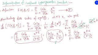 Hypergeometric function differentiation of confluent hypergeometric function Lecture 12 [upl. by Eille]