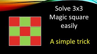 Solve 3x3 Magic Square  a simple trick [upl. by Allenrac52]