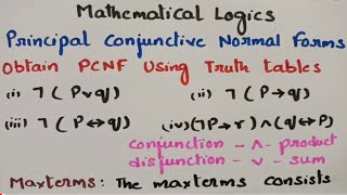 btech maths hub 7050 Principal Conjunctive Normal Forms concept problems using Truth tablesDMS [upl. by Eenej]