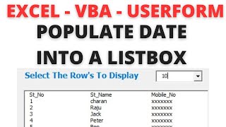 VBA Userform Populate a Listbox With Dynamic Range of Cells [upl. by Naples]