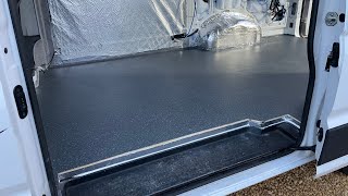 VW Crafter Campervan conversion Fitting Altro flooring [upl. by Knorring427]