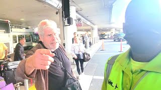 Ron Perlman Violating my Right to Record in Public and LAX Employee playing Police Officer [upl. by Kaz]