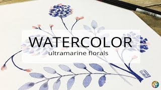 watercolor painting monochromatic florals [upl. by Goodson454]