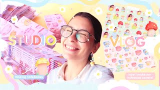 🌸 How I make my NOTEBOOK COVERS 🌼  Getting ready for a SHOP UPDATE  ILLUSTRATOR STUDIO VLOG [upl. by Atinar]