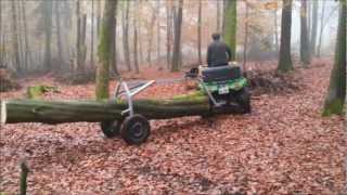 ATV mit Rückewagen für Stammholz im Buchenwald [upl. by Jory24]