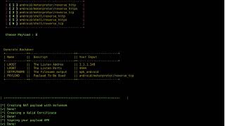 Apkbackdoor creation with msfvenom  Fatrat [upl. by Houghton178]