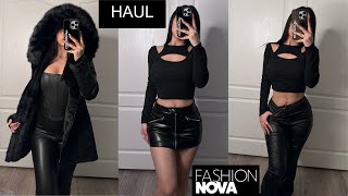 FashionNova Try On Haul❣️⎹ Black outfit inspo tops jumpsuits skirts etc [upl. by Enitsirhk]