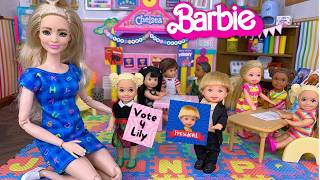 Barbie Doll Toddler School Class President Story  Tommy vs Lily [upl. by Oisangi]