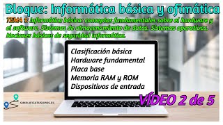 Informática básica y ofimática Tema 1 Hardware y Software Administrativos y Auxiliares del Estado [upl. by Ahsienet29]