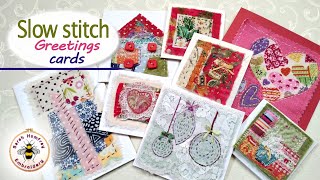 Slow Stitch hand embroidery greetings card tutorial for all seasons [upl. by Sadiras]