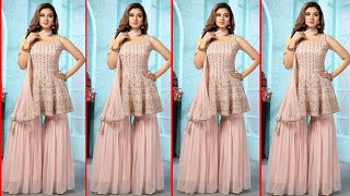 Peplum Frock With Sharara Design Short Frock With Sharara Party Wear [upl. by Waring]