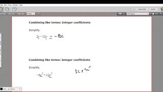 Combining like terms  integer coefficients [upl. by Amandi498]