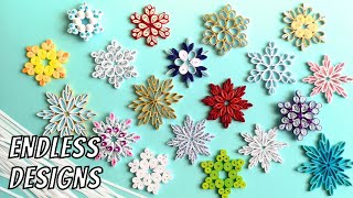 Quilling Snowflakes One Technique ENDLESS Designs [upl. by Annayd]