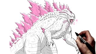 How To Draw Evolved Godzilla  Step By Step  G X K New Empire [upl. by Alegnasor745]