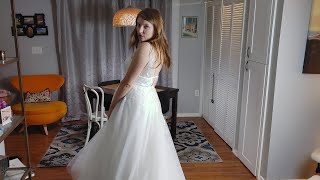 Azazie Wedding Dress At Home Try On Haul Actual Bride [upl. by Ocisnarf286]