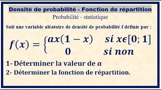 ⚽DENSITÉ DE PROBABILITÉ FONCTION DE RÉPARTITION un petit exercice de probabilité statistique [upl. by Kampmann627]