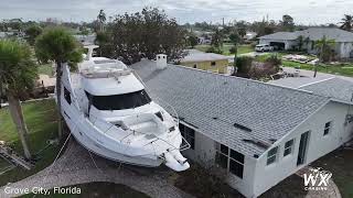 Hurricane Milton devastates the Manasota Key and Grove City Florida  Drone [upl. by Htebharas]