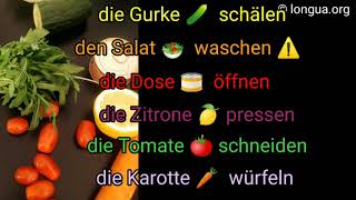 Kochen lernen Deutsch lernen die Gurke schälen der Salat waschen die Dose öffnen die Zitrone pr [upl. by Carolann458]