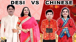 DESI VS CHINESE  Food Challenge with family  Favourite food  Aayu and Pihu Show [upl. by Aiceila]