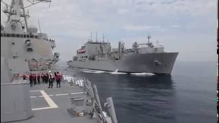 Replenishment at Sea USS Momsen amp USNS Carl Brashear [upl. by Mayce]