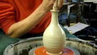 Making a simple clay pottery Olive Oil Pouring Bottle on the Wheel [upl. by Apur]