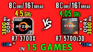 Ryzen 7 3700x vs Ryzen 7 5700x3D Test in 15 Games or R7 5700x3D vs R7 3800x [upl. by Ihsir]