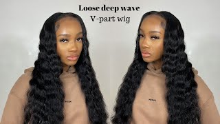 Tried My First Loose Deep Wave Vpart Wig Ft Wiggins Hair [upl. by Ennylhsa236]