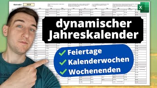 Excel Kalender 2024  mit Feiertagen Kalenderwochen amp Wochenenden ewiger Jahreskalender [upl. by Ayela615]