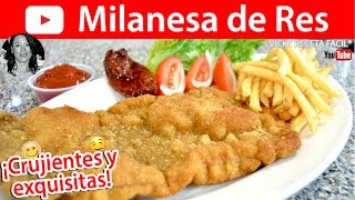 MILANESAS DE RES  Vicky Receta Facil [upl. by Htrowslle]